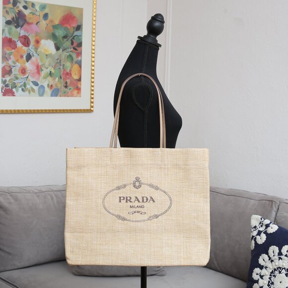 PRADA Large Raffia Tote Bag - Picture 1 of 13